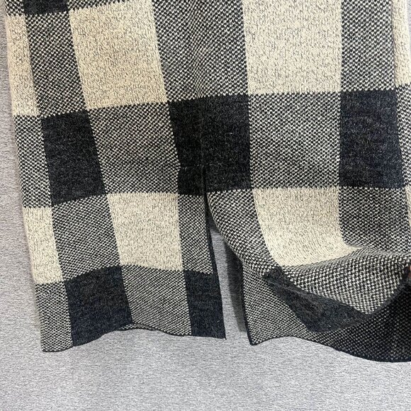 Monteau Knitted Vest Women Size M Black Plaid Mid Length Pockets Collared - Picture 6 of 11